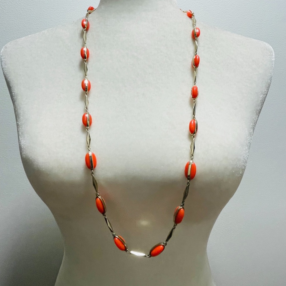 J.Crew Necklace Goldtone Single Strand Coral